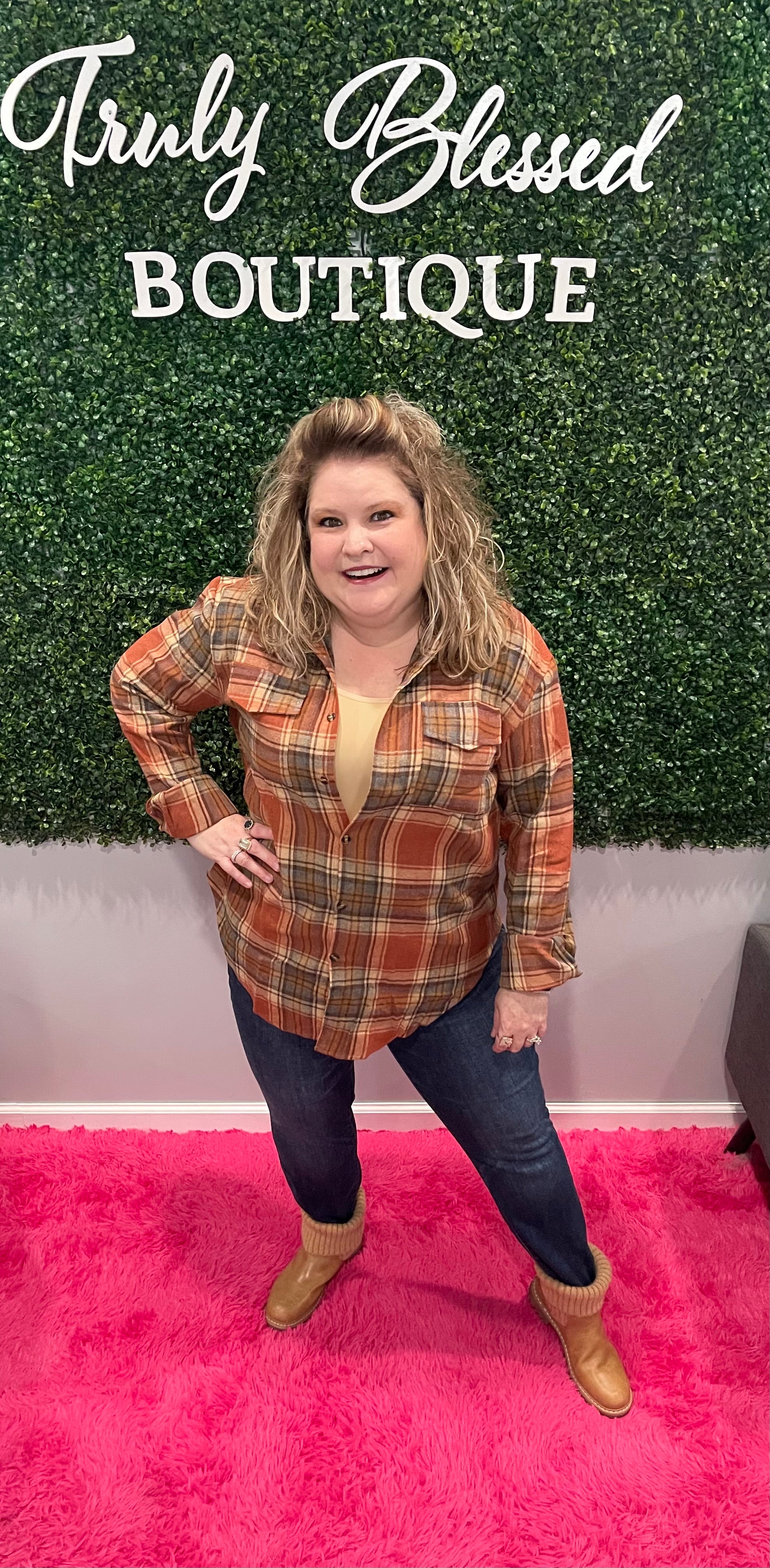 Rust plaid flannel top