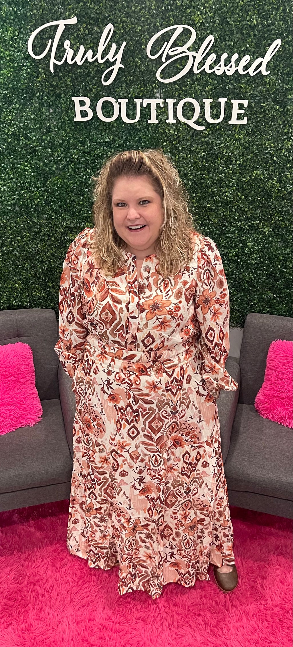 She and Sky Rust Brown Fall dress