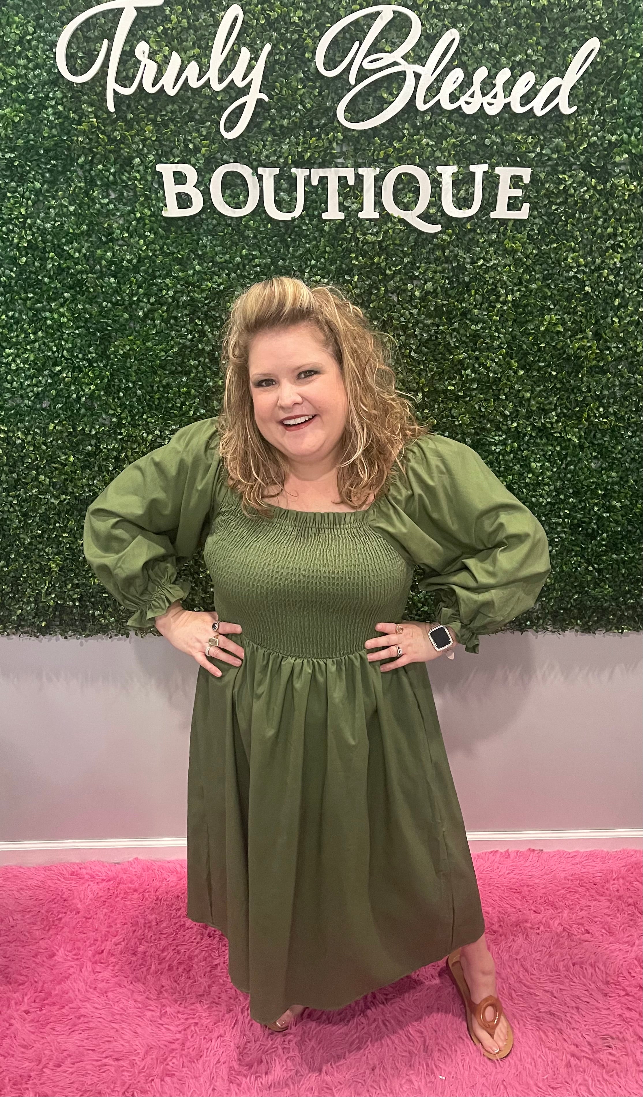 She and Sky Olive Midi Dress