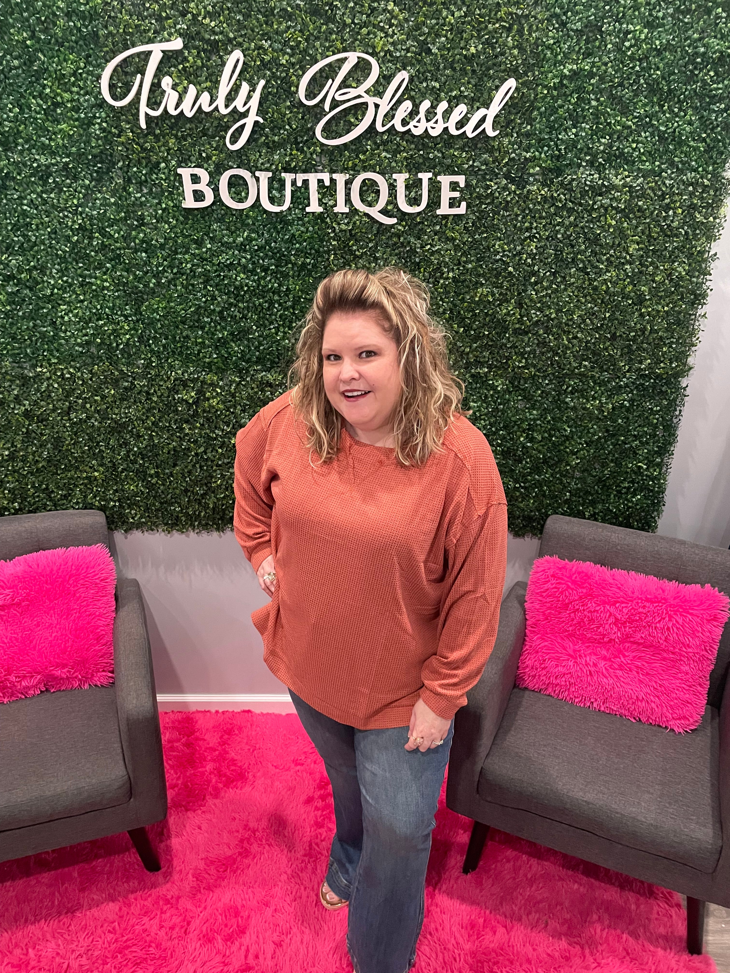 Andre by Unit Rust Waffle knit Top