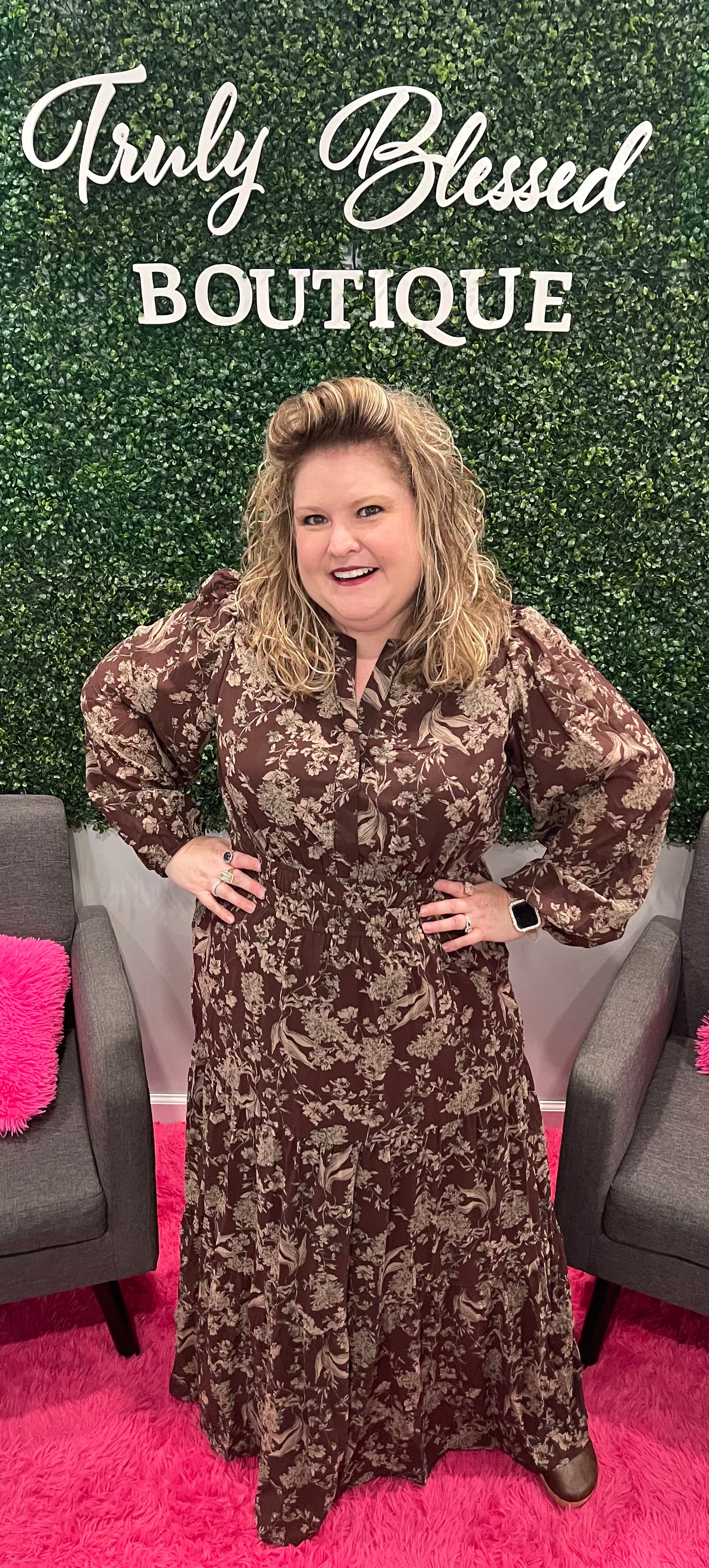 She and Sky Fall Brown Floral Dress